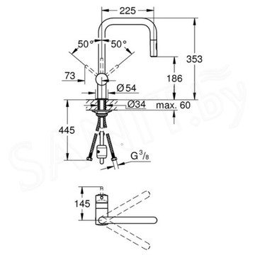 Смеситель для кухонной мойки Grohe Minta 32322002 / 32322DC2 с выдвижным изливом