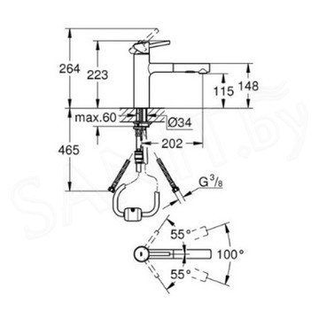 Смеситель для кухонной мойки Grohe Concetto 30273001 с выдвижным изливом