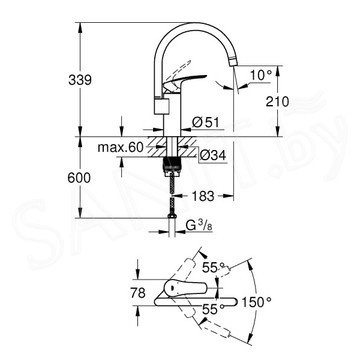 Смеситель для кухонной мойки Grohe Eurosmart 33202003