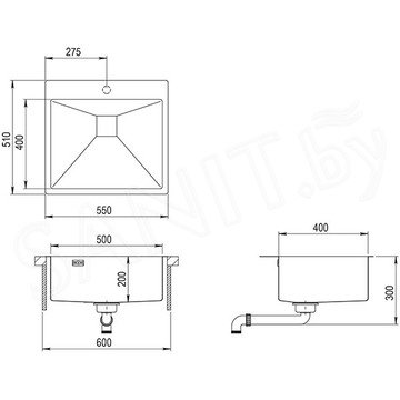 Кухонная мойка AquaSanita Steel Air 100 N-T graphite