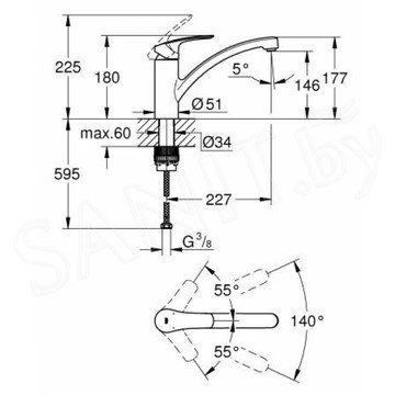 Смеситель для кухонной мойки Grohe Eurosmart 33281003