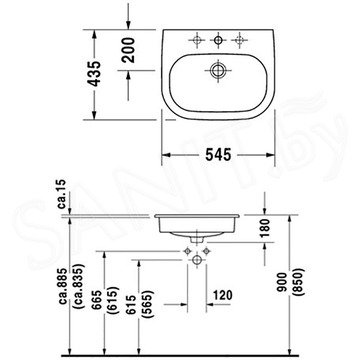 Умывальник Duravit D-Code 545 0337540000