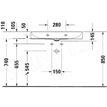 Умывальник Duravit DuraSquare 2353800070