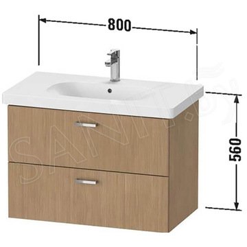 Тумба под умывальник Duravit XBase XB619005252 в комплекте с умывальником Duravit D-Code