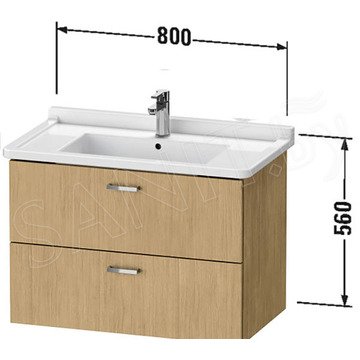 Тумба под умывальник Duravit XBase XB618605252 в комплекте с умывальником Duravit Starck 3