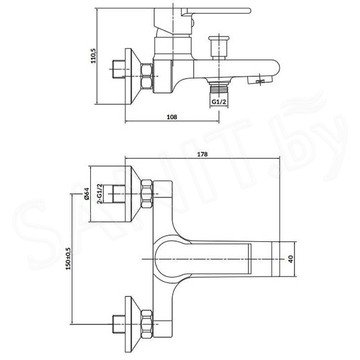Смеситель для ванны Cersanit Brasco S951-229