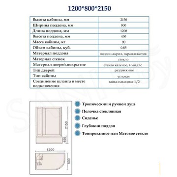 Душевая кабина ODA 8406-120BM