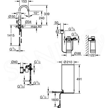 Смеситель для кухонной мойки Grohe Red Mono 30080001 в комплекте с бойлером