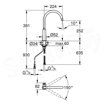 Смеситель для кухонной мойки Grohe Blue Pure Mono 31724000 на одну воду с подключением к системе очистки воды