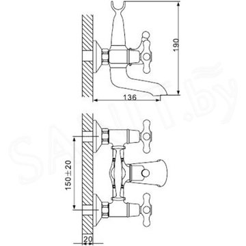 Смеситель для ванны Gappo Tubin G3265-3