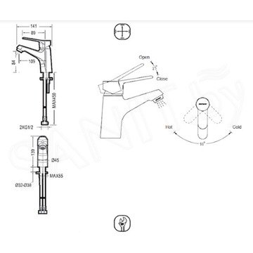 Смеситель для умывальника Bravat Eco-K F1111147C