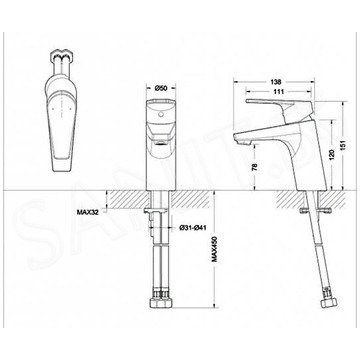 Смеситель для умывальника Bravat Line F15299C-1