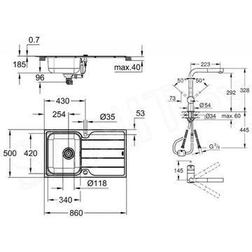 Кухонная мойка Grohe K500 31571SD1 + смеситель Grohe Minta 32168000