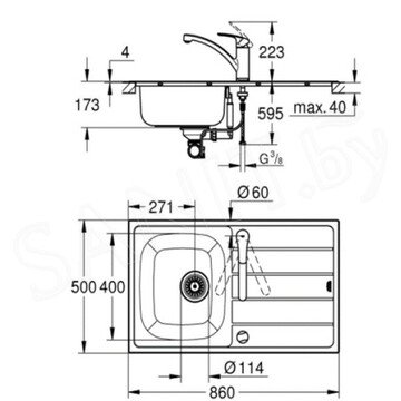 Кухонная мойка Grohe K200 31552SD1 + смеситель Grohe Eurosmart 33281003