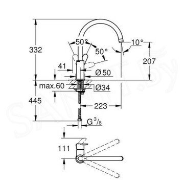 Кухонная мойка Grohe K200 31552SD0 + смеситель Grohe BauEdge 31367000