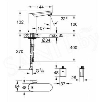 Смеситель для умывальника Grohe Eurosmart Cosmopolitan 36327001 сенсорный