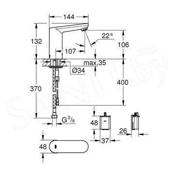 Смеситель для умывальника Grohe Eurosmart Cosmopolitan E 36330001 сенсорный