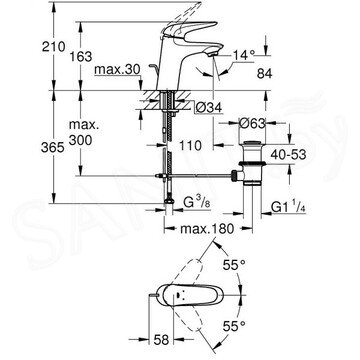 Смеситель для умывальника Grohe Eurostyle 23707003 / 23707LS3