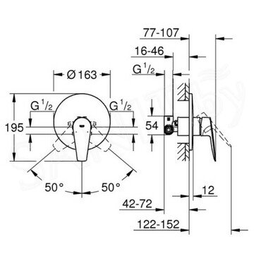 Смеситель встраиваемый Grohe BauEdge 29078001 (1 функция)