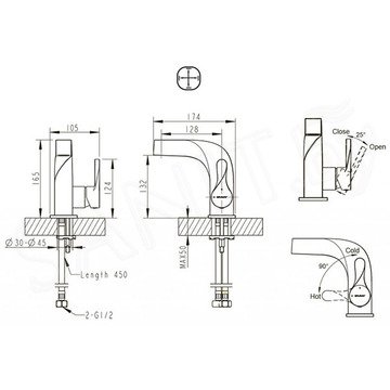 Смеситель для умывальника Bravat Wave F174108C-2