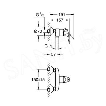 Смеситель для душа Grohe BauFlow 23755000