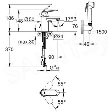 Смеситель для умывальника Grohe Eurosmart Cosmopolitan 23125000 с гигиеническим душем