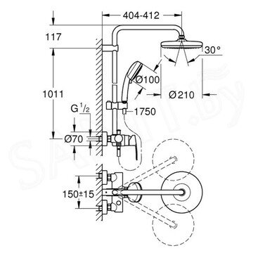 Душевая стойка Grohe Tempesta Cosmopolitan System 210 26224001