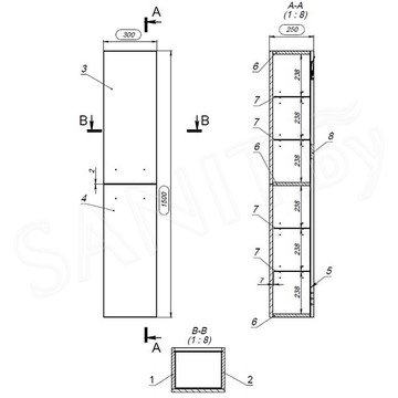 Пенал Cersanit Lara 30 / 63417