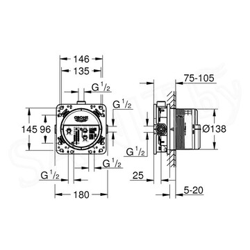 Смеситель скрытого монтажа Grohe Rapido SmartBox 35600000 (внутренняя часть)