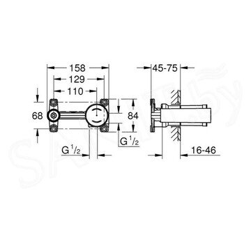 Смеситель скрытого монтажа Grohe Eurostyle New 23571000 (внутренняя часть)