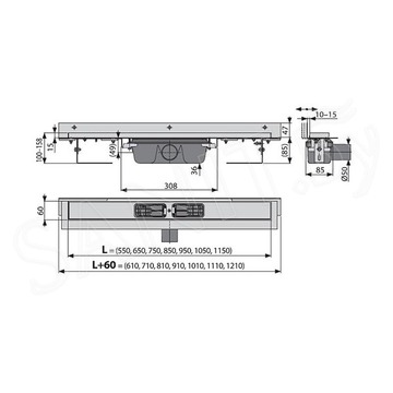 Душевой трап AlcaPlast Flexible Low APZ4 550 / 650 / 850 / 950