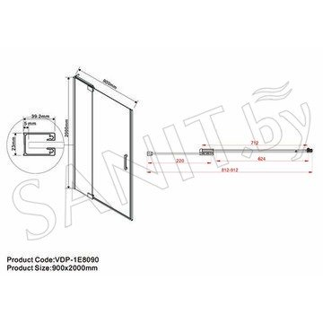 Душевая дверь Vincea Extra VDP-1E тонированная профиль черный