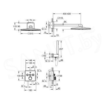 Душевая система скрытого монтажа Grohe Grohtherm SmartControl 34706000