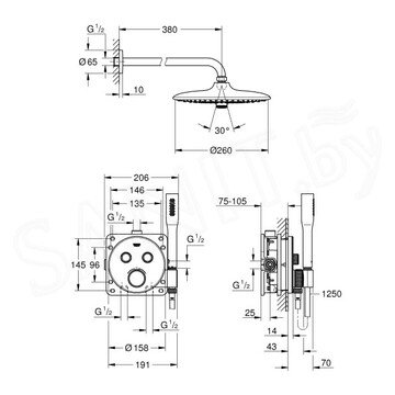 Душевая система скрытого монтажа Grohe Grohtherm SmartControl 34744000