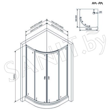 Душевой уголок AM.PM X-Joy Twin Slide W88E-205-080BT / W88E-205-090BT с поддоном