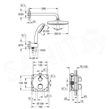 Душевая система скрытого монтажа Grohe Grohtherm 34727000