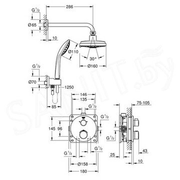 Душевая система скрытого монтажа Grohe Grohtherm 34735000