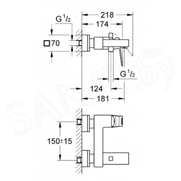 Смеситель для ванны Grohe Eurocube 23140000