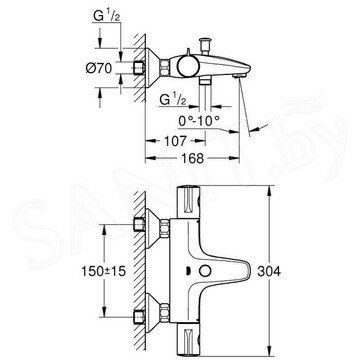 Смеситель для ванны Grohe Grohtherm 800 34576000 термостатический