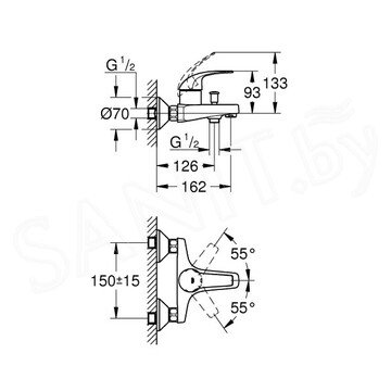 Смеситель для ванны Grohe BauCurve 23599000