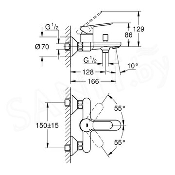 Смеситель для ванны Grohe BauEdge 23605000