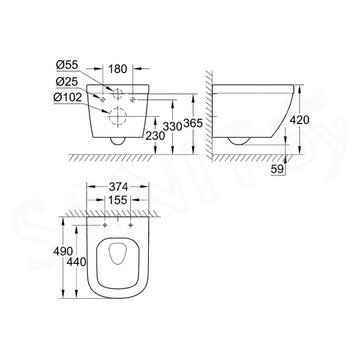 Подвесной унитаз Grohe Euro Ceramic 3920600H безободковый