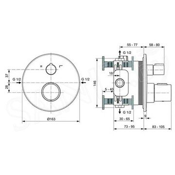 Душевая система скрытого монтажа Ideal Standard Ceratherm T100 A7573AA с термостатом