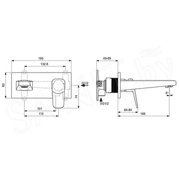 Смеситель встраиваемый Ideal Standard Ceraplan BD244AA наружная часть