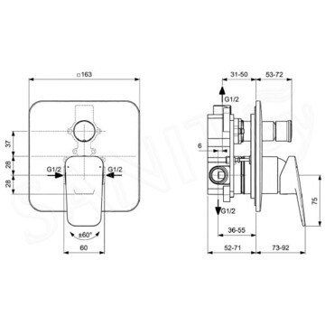 Смеситель встраиваемый Ideal Standard Ceraplan BD259AA (2 функции)