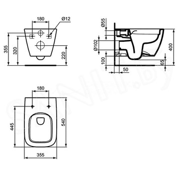 Подвесной унитаз Ideal Standard i.life B Rimless T461401 с тонким сиденьем SoftClose T500301