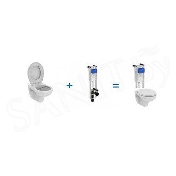 Комплект инсталляции Ideal Standard ProSys Eco Frame M с подвесным унитазом Standard Eurovit Rimless