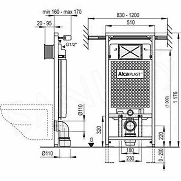 Система инсталляции AlcaPlast AM102/1120-BL-01 Jádromodul