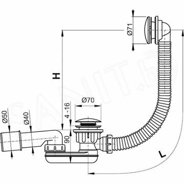 Сифон для ванны AlcaPlast A507CKM Click Clack