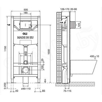 Система инсталляции OLI Expert 120 885052 + клавиша смыва Slim 659041 / 659044 / 659046